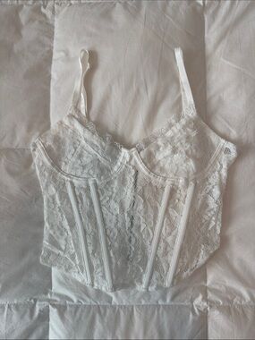 SHEIN White Lace Bustier Tank Top